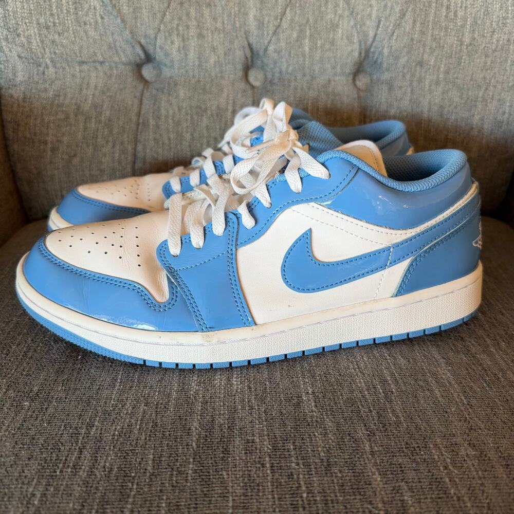 Nike Mens Air Jordan 1 Low SE Blue White Lace Up Basketball Sneaker Shoes 9